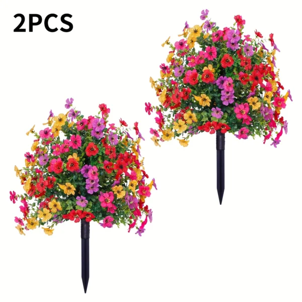 Artificial Sympathy Flowers – 2pcs Plastic Bouquets - Image 7