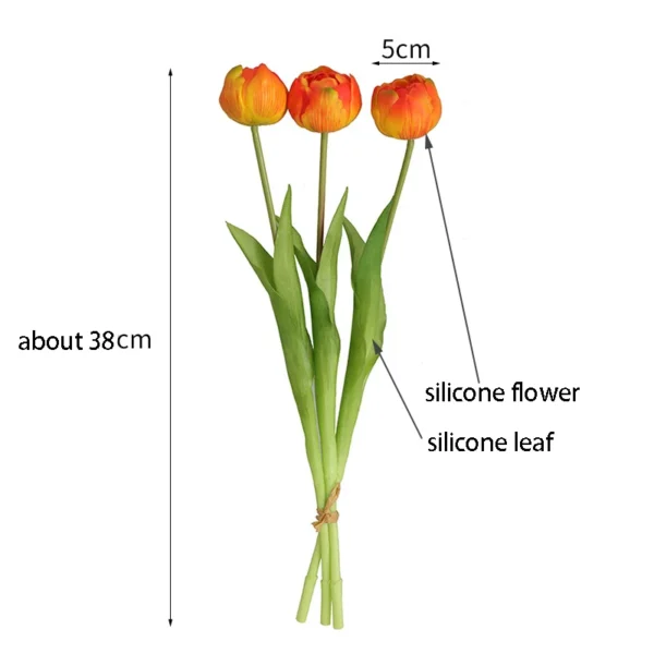 Luxury Real Touch Tulip Bouquet – 3pcs Latex Flowers - Image 5