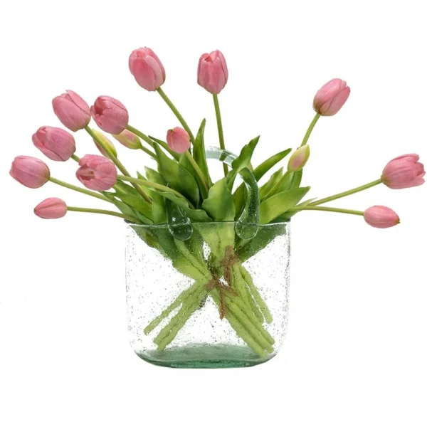 YeeNanee Pink & White Artificial Tulip Bouquet, 15pcs - Image 10