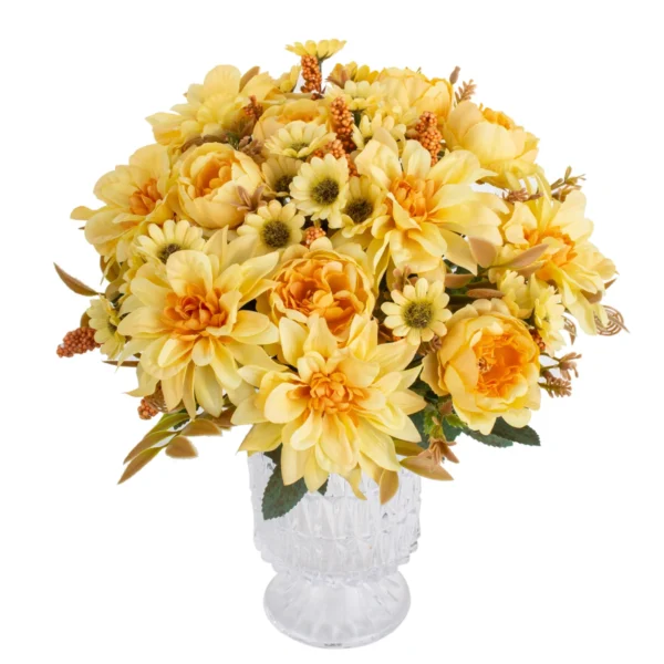 Silk Dahlia & Rose Artificial Bouquet for Weddings & Decor - Image 3