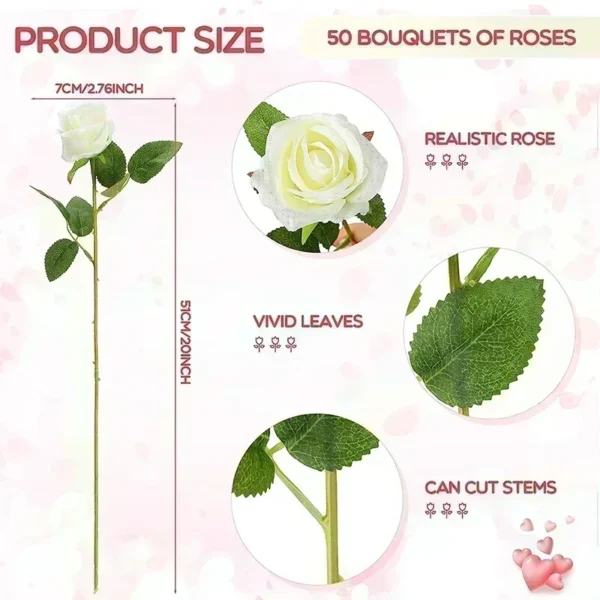 50pcs Silk Rose Bouquet – Wedding & Party Decoration - Image 2