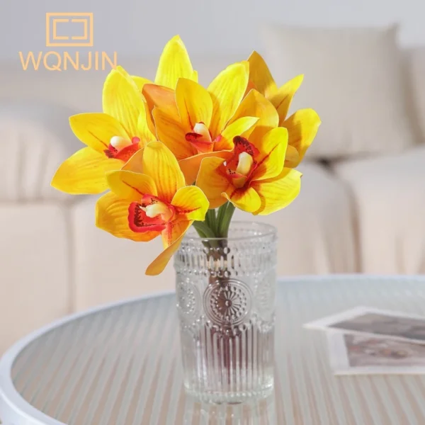 Spring Orchid Magnolia Silk Flowers – 6pcs Bouquet - Image 6