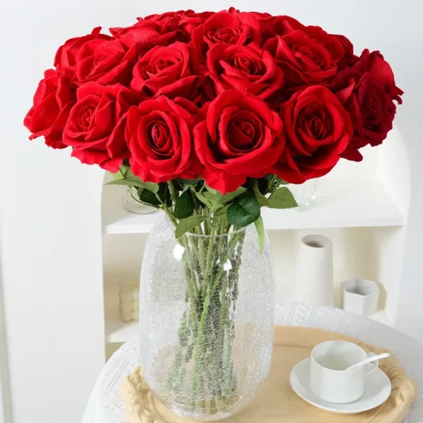 50pcs Velvet Artificial Rose Bouquet – Realistic Decor - Image 4
