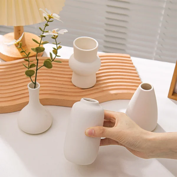 White Nordic Ceramic Flower Vase – Modern Room Decor - Image 40