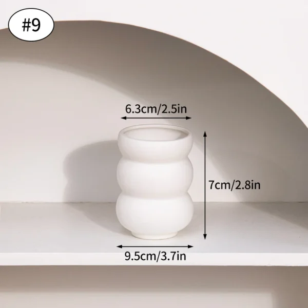 White Nordic Ceramic Flower Vase – Modern Room Decor - Image 10