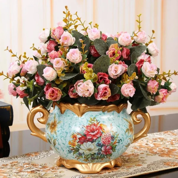 Silk Rose Bouquet – 21 Heads Wedding & Home Decoration - Image 5