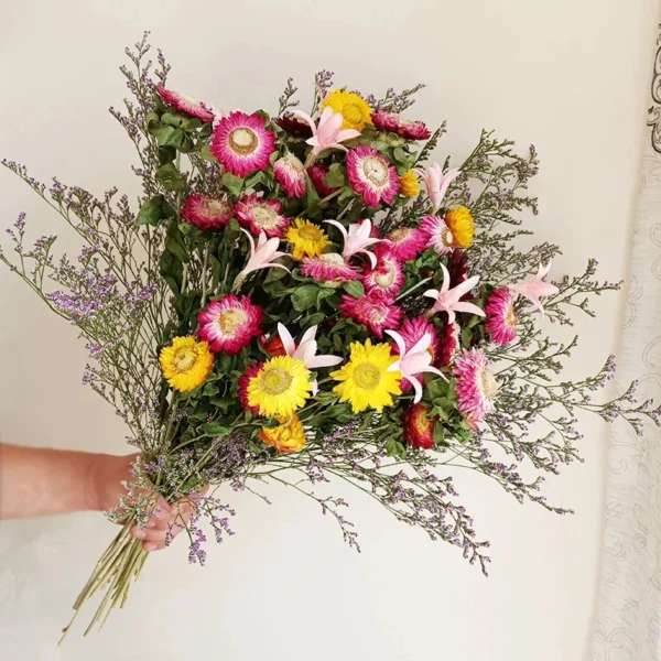 Colorful Dried Daisy & Chrysanthemum Bouquet – Home Décor - Image 11