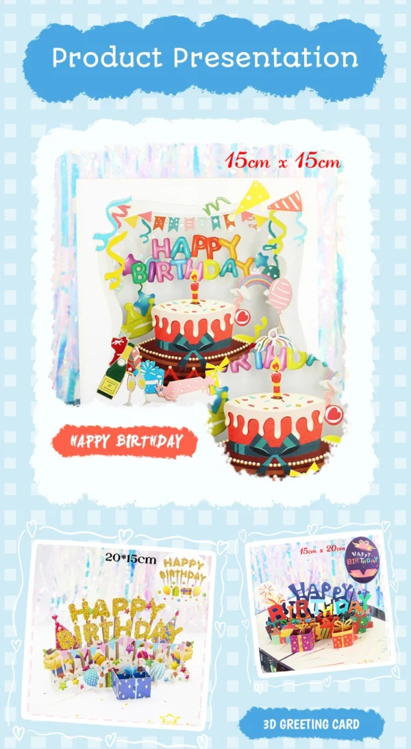 3D Pop-Up Birthday Greeting Card with Cake & Piano Design - Image 48