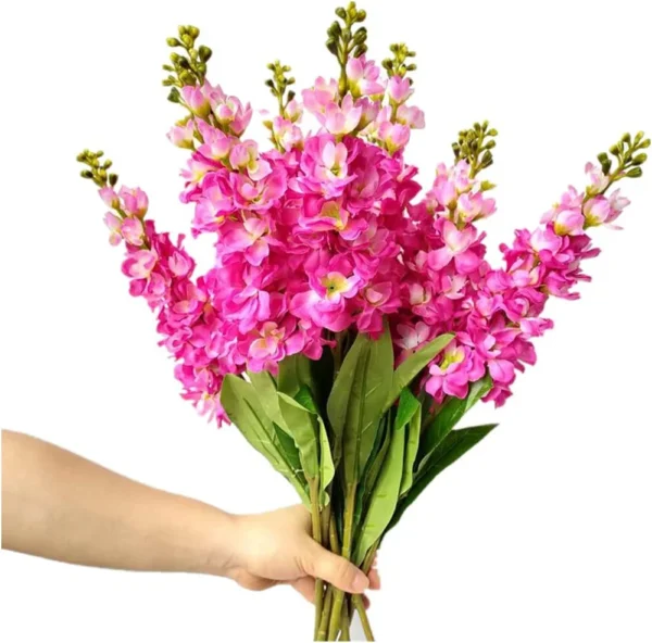 Silk Delphinium Faux Flowers – Anniversary Decor, 10pcs - Image 9