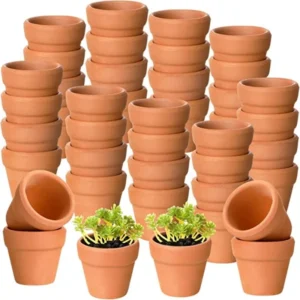 100 Pcs Mini Terracotta Pots with Drainage – 1.3 inch