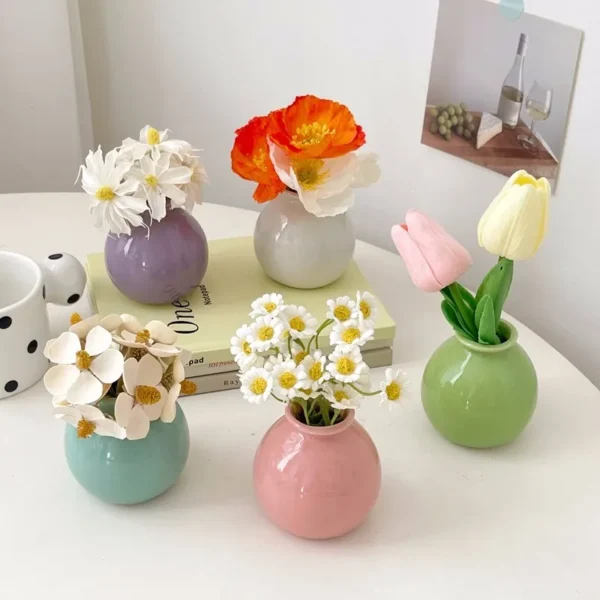 Mini Ceramic Glaze Vase – Multi-Coloured Bud Pot - Image 27