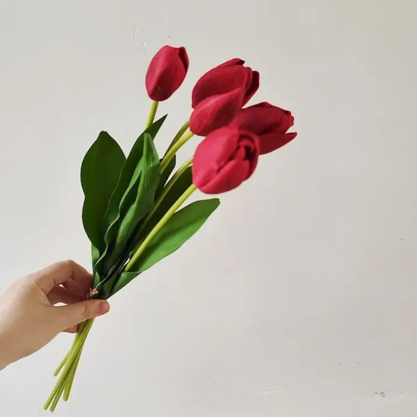 Artificial Tulip Bouquet – Handmade PU Home Decor Flowers - Image 9