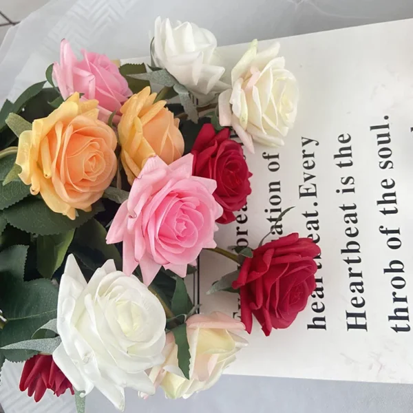 12pcs Real Touch Artificial Rose Flowers Bouquet - Image 2