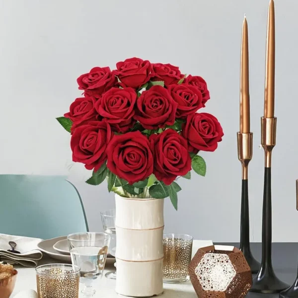 30pcs Velvet Artificial Roses with Long Stems – Real Touch - Image 6