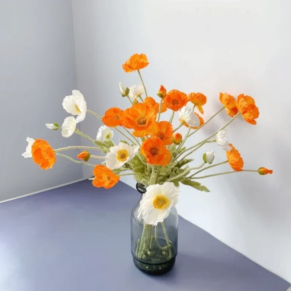 Spring Silk Poppy Stems – Artificial Floral Bouquet Decor - Image 34