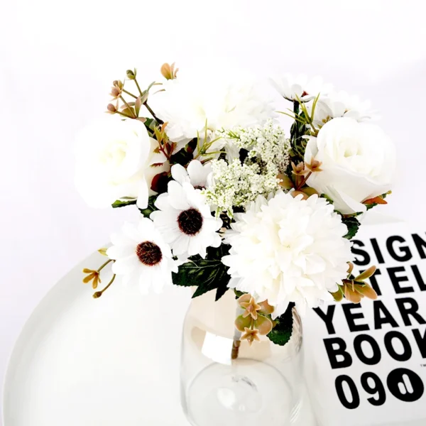 Autumn Silk Rose & Daisy Bouquet – Artificial Flowers - Image 4