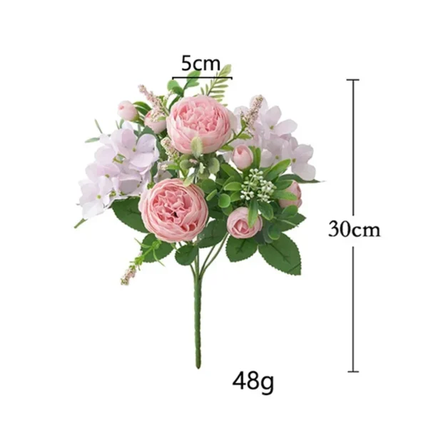 Blue Silk Wedding Bouquet Hydrangea & Peony Flowers - Image 6