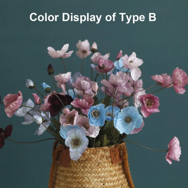 Spring Silk Poppy Stems – Artificial Floral Bouquet Decor - Image 6