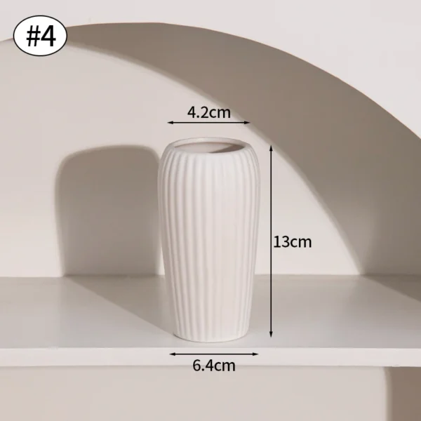 White Nordic Ceramic Flower Vase – Modern Room Decor - Image 22