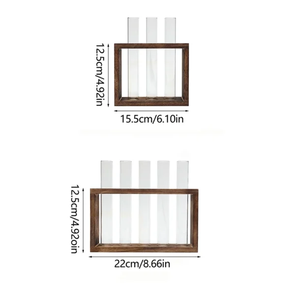 Modern Hydroponic Glass Vase with Wooden Frame - Image 9