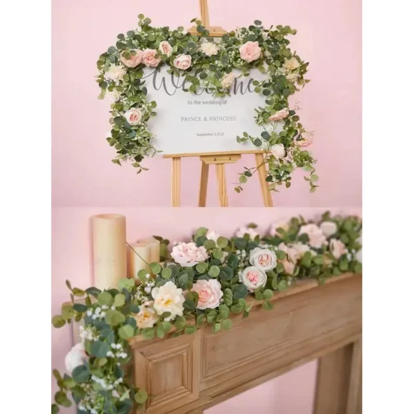 Elegant 5.9FT Eucalyptus & Rose Wedding Garland - Image 2