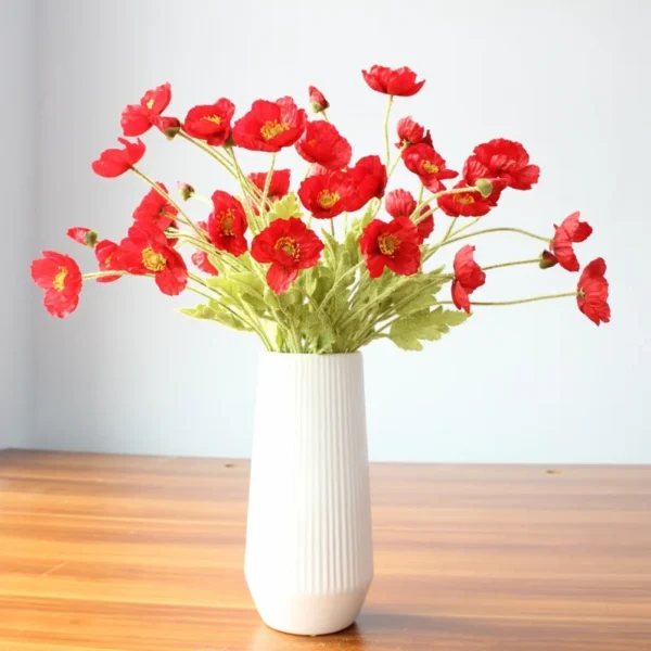 Spring Silk Poppy Stems – Artificial Floral Bouquet Decor - Image 43