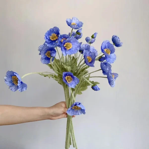Spring Silk Poppy Stems – Artificial Floral Bouquet Decor - Image 4