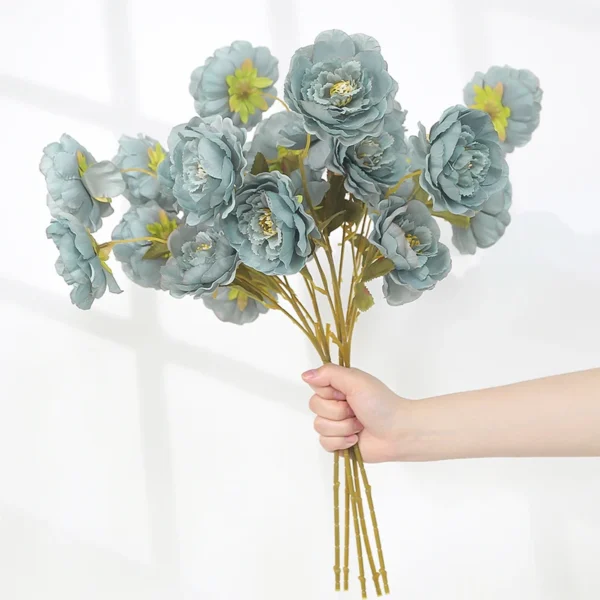 54cm Silk Peony Bouquet – 5 Heads Artificial Flowers - Image 8