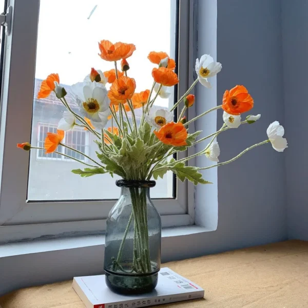 Spring Silk Poppy Stems – Artificial Floral Bouquet Decor - Image 38