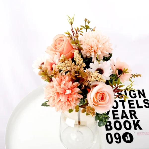 Autumn Silk Rose & Daisy Bouquet – Artificial Flowers - Image 7