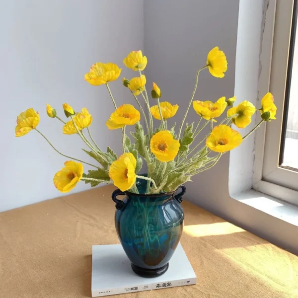 Spring Silk Poppy Stems – Artificial Floral Bouquet Decor - Image 39