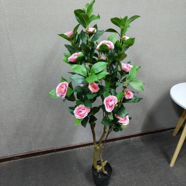 Artificial Camellia Rose Tree in Pot – Indoor Decoration - Image 7