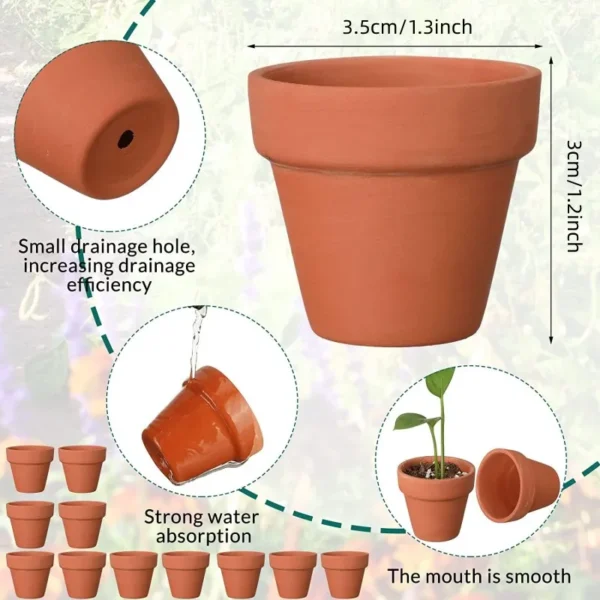100 Pcs Mini Terracotta Pots with Drainage – 1.3 inch - Image 5