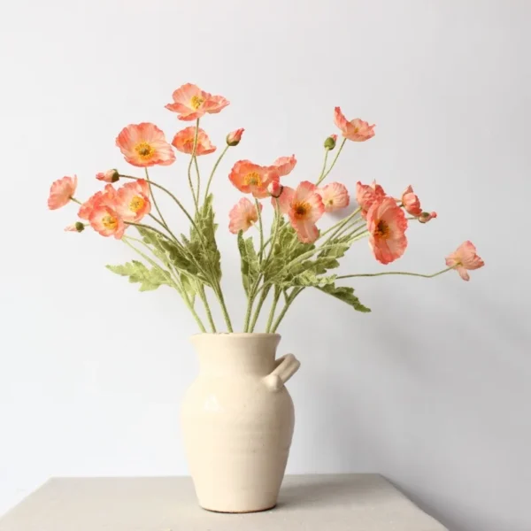 Spring Silk Poppy Stems – Artificial Floral Bouquet Decor - Image 42