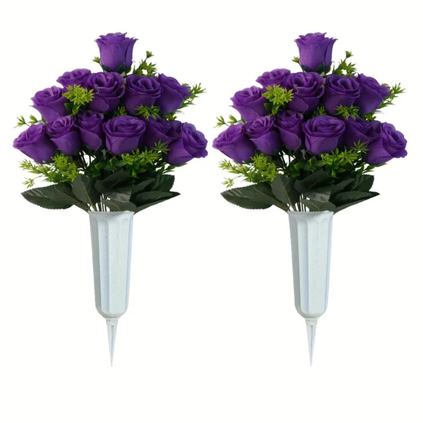 2pc Sympathy Artificial Rose Bouquet with Vase - Image 8