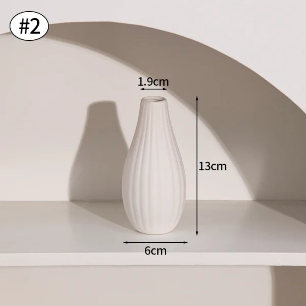 White Nordic Ceramic Flower Vase – Modern Room Decor - Image 24