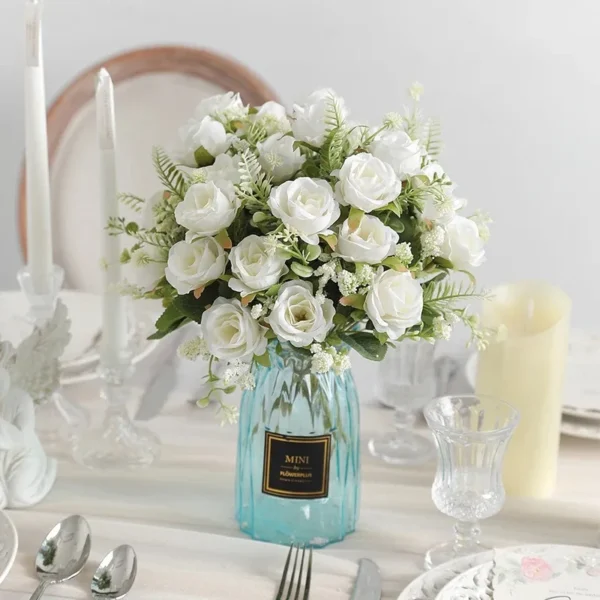 30cm Rose White Silk Peony Bouquet Wedding Decoration - Image 3