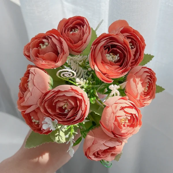Artificial Peony Bouquet 30cm – 10 Heads Silk Flowers - Image 9