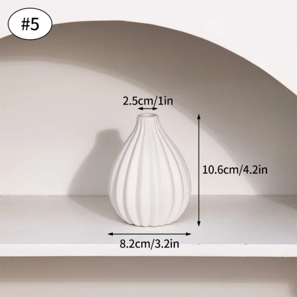 White Nordic Ceramic Flower Vase – Modern Room Decor - Image 13