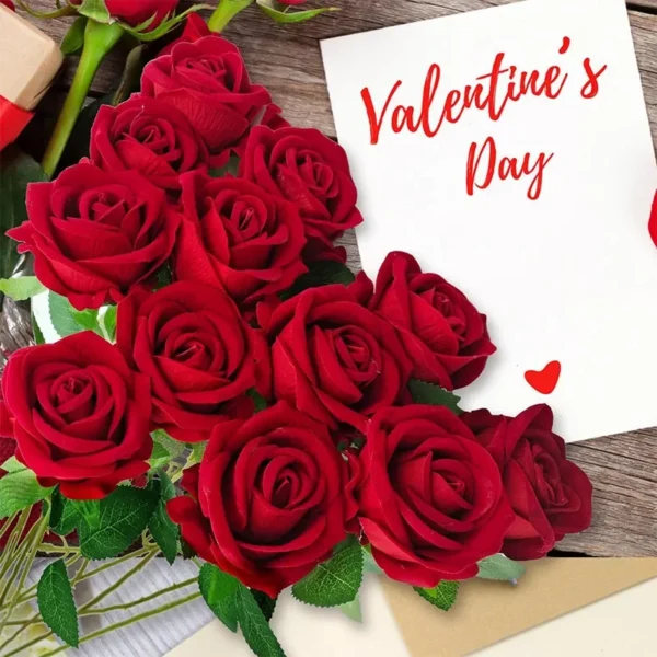 30pcs Velvet Artificial Roses with Long Stems – Real Touch - Image 3