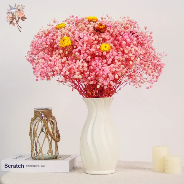Dried Baby Breath & Daisy Mixed Bouquet – Real Touch - Image 4
