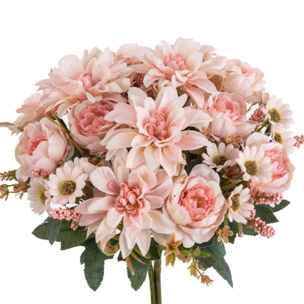 Silk Dahlia & Rose Artificial Bouquet for Weddings & Decor - Image 9