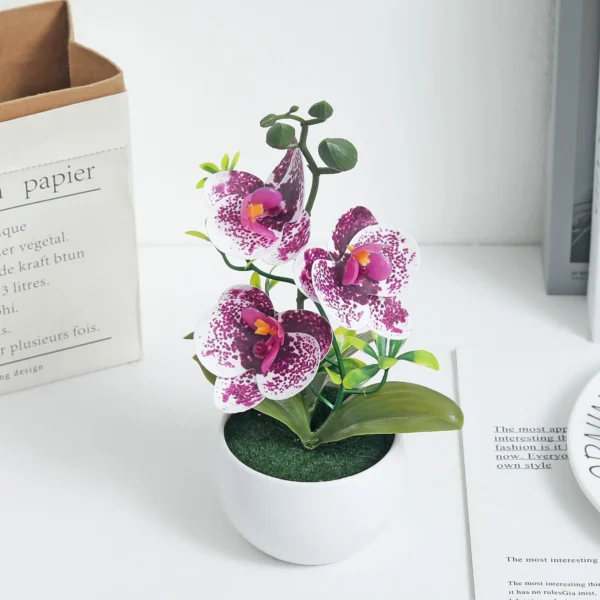 Butterfly Orchid Artificial Bonsai Flowers with Vase - Image 6