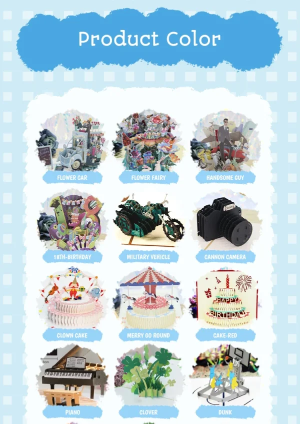 3D Pop-Up Birthday Greeting Card with Cake & Piano Design - Image 45