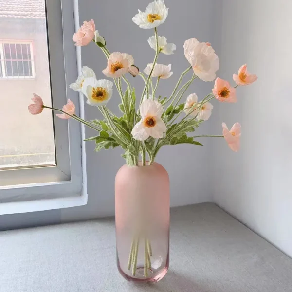 Spring Silk Poppy Stems – Artificial Floral Bouquet Decor - Image 41