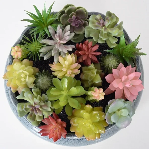 12pcs Artificial Succulent Plants – Mini Green Decor Set - Image 3