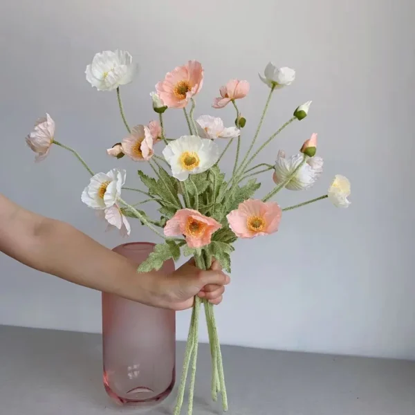 Spring Silk Poppy Stems – Artificial Floral Bouquet Decor
