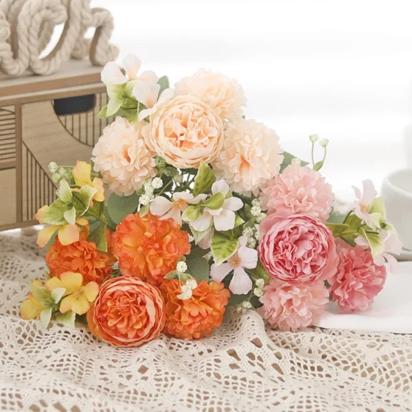 Artificial Peony & Hydrangea Silk Bouquet – Wedding & Home - Image 4