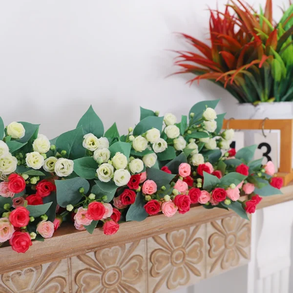 Spring Rose Silk Bouquet – Wedding & Home Decoration - Image 2