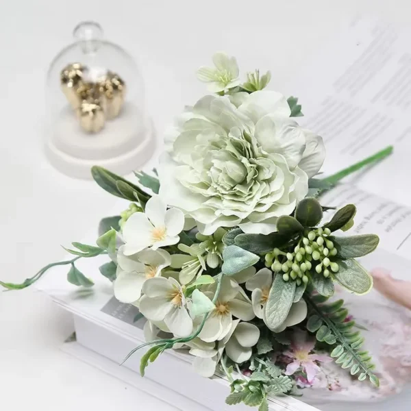 27cm Rose & Peony Silk Bouquet – Sympathy & Funerals - Image 4
